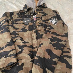 Las Vegas Raiders NFL x Darius Rucker Camo Canvas Jacket w/Sherpa Lining